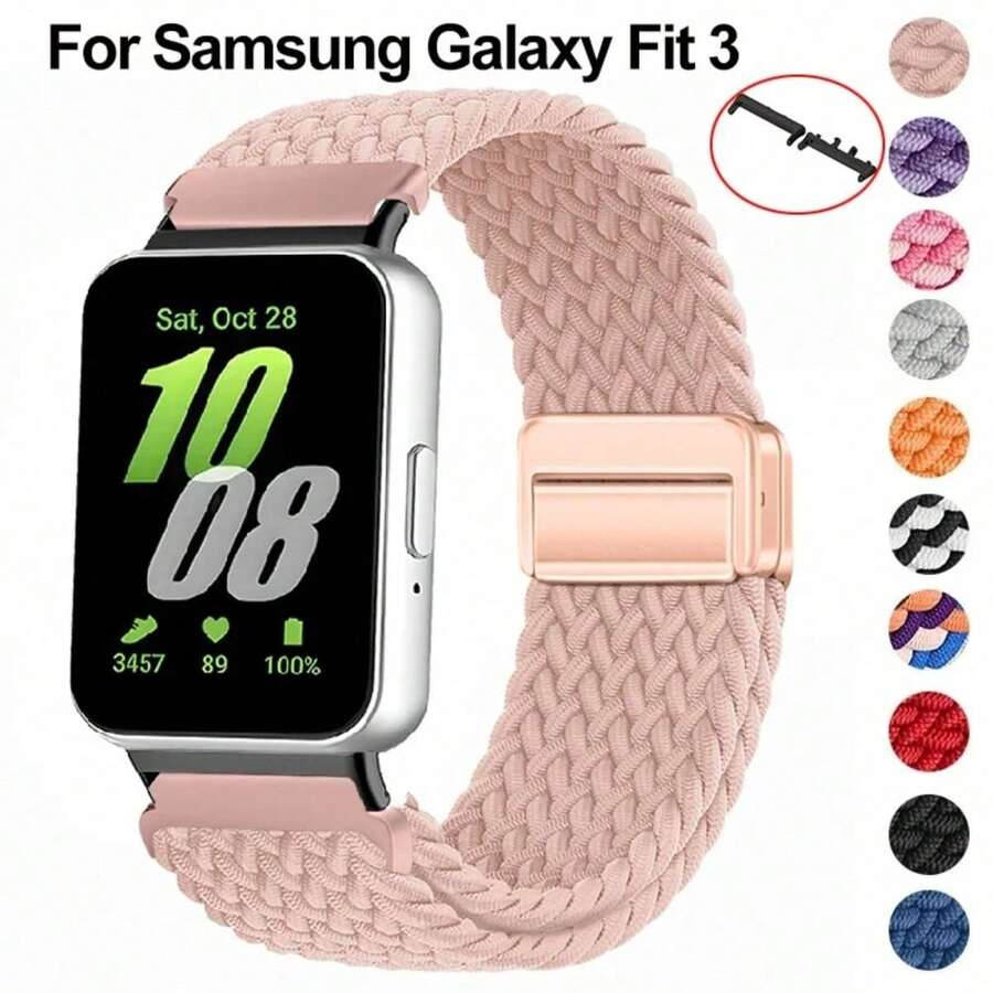 尼龍磁吸錶帶 適用於 Galaxy Fit 3 編織錶帶 適用於 Galaxy Fit 3 更換手鍊配件