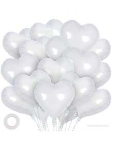 12pcs/1pc White Heart-Shaped Foil Balloons, White Heart-Shaped Metallic Foil Balloons, Heart-Shaped Aluminum Foil Balloons, Home Decor Balloons, Christmas Decoration Balloons, Suitable For Love, Valentine's Day, Birthday, Wedding, Engagement, Birthday Party, Anniversary, Bridal Shower, Anniversary Celebration And Other Occasions, Also Suitable For Restaurant Decoration, Large Event Decoration, New Year's Eve Decoration - White - View 11