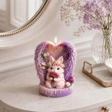 3D Angel Wings Rabbit Silicone Mold, Heart-Shaped Winged Rabbit Candle Mold, DIY Handmade Gift, Romantic Floral Soap Resin Mold, Home Decor, Unique Handmade Craft Material - A - View 5