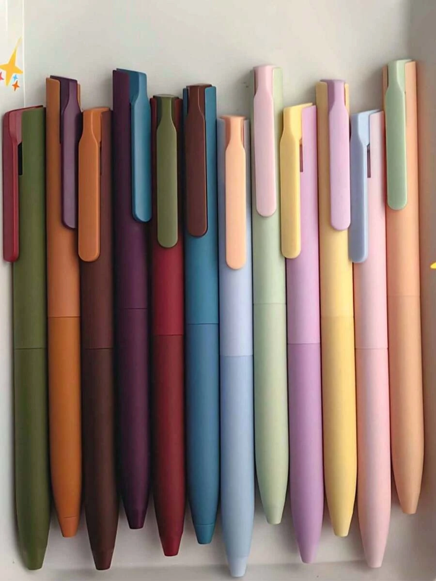 Juego de 6 bolígrafos de gel vintage en tonos neutros - Bolígrafos neutros de macaron de leche - Bolígrafos de color dopamina con clic de 0.5mm de secado rápido para diarios, dibujo, toma de notas, bolígrafos de colores, regreso a la escuela