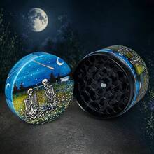 New Romantic Skull Oil Painting Texture Pattern Style Grinder, 50MM-4 Layer Zinc Alloy Metal Grinder, Creative Niche Grinder Suitable For Hand-Rolled Smokers! Holiday Gift! Valentine's Gift! - View 6