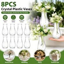 1/2/8/10pcs Elegant Minimalist Design Suitable For Wedding Home Desktop Windowsill And Restaurant Decoration High And Low Stem Multi-Pack Suitable For Flower Arrangement Centerpiece Daily Use Contemporary Geometric Pattern Clear Plastic Vase Living Room Home Decor Vase Dining Table Vase Christmas Decoration Vase - View 11