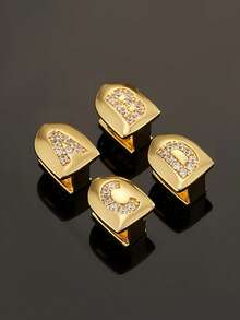 1pc Letter Zirconia Gold Tooth Cap Hip Hop Single Tooth Grill Personalized Versatile Side Tooth Decor Suitable For Men And Women - 26-letter Tooth Ornament - View 3