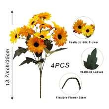 40pcs = 4 Bunches Sunflower Daisy Dual-Color Artificial Flowers, Indoor/Outdoor UV-Resistant Realistic Plastic Fake Flowers, Suitable For Wedding Balcony Patio Porch Garden Office Room Yard Decoration, Thanksgiving Autumn Decor - Yellow and Orange Bicolor - View 11