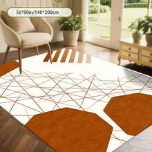 Cashmere-Like Beige Base Irregular Brown Line Fragment Geometry Pattern Printed Outdoor Rugs,Exquisite Cozy Carpets In Diverse Styles. Suitable For Home, Outdoor, Malls & Cafes, Machine Washable, Various Sizes Available. - A - View 7