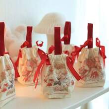 Bolsas de dulces para boda con diseño de conejo en surtido de colores aleatorios, cajas de regalo, bolsas de dulces con cordón, bolsas de dulces prácticas sin pliegues para recuerdos de boda - A - Ver 5