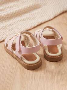 3-12 Years Old Girls Sandals, Wavy Lace With Pearl Decoration, Suitable For Daily And Other Occasions - Pink - View 3