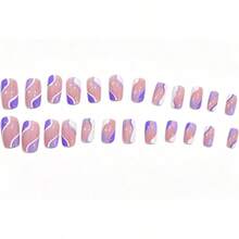 Uas postizas de presin, estilo ojo de gato, reutilizables, minimalistas, estilo francs rosa - inicial - Ver 5