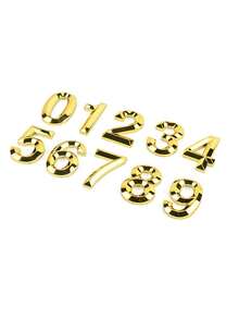 1pc 3D Large Beveled High-Gloss ABS Digital Signage Luxury Style Bright Gold Geometric Shape Back Adhesive No Drilling Sunproof Waterproof 3D Number Plate Door Number Suitable For High-End Apartments Villas Main Entrance - House Number - View 1