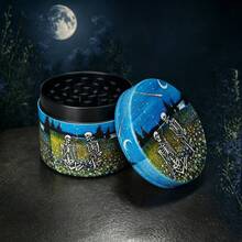 New Romantic Skull Oil Painting Texture Pattern Style Grinder, 50MM-4 Layer Zinc Alloy Metal Grinder, Creative Niche Grinder Suitable For Hand-Rolled Smokers! Holiday Gift! Valentine's Gift! - View 3