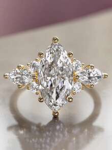 1pc Elegant Cubic Zirconia Ring, Suitable For Women To Wear, Suitable For Wedding, Engagement, Anniversary Party, Valentine's Day Gift - Yellow Gold - View 13
