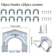 1PC 10/12/15 Pcs Wooden Board Tool Hooks, Metal Hooks For Tool Room, Water Pipe Hooks, Small Double Hooks, DIY Handmade Hooks, Heavy Duty Metal Wall Hook Set With Screws - Double Hooks Suitable For Garden And Garage Tool Storage, Easy To Install - Hook Up - View 8