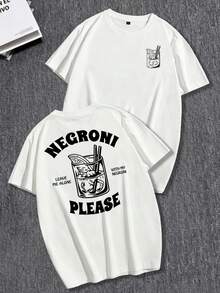 Men's Plus Size Casual Letter Pattern Round Neck Short Sleeve T-Shirt - 白色 - 查看 3