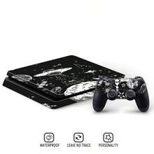 1 Set Printed Pattern Skin Stickers Compatible With PS4 Slim Game Console, Waterproof Scratch-Resistant Controller Personalized Decoration Protective Film - View 5