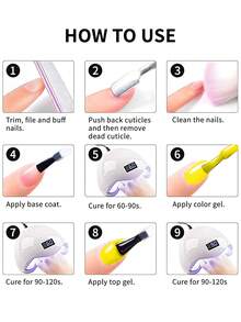 VOKY 6PCS/SET Summer Gel Nail Polish Set, Bright Yellow, High Saturation, UV/LED, Durable And Long-Lasting, It Is An Essential Item For Nail Salons And Home Nail Art - Multicolor - View 9