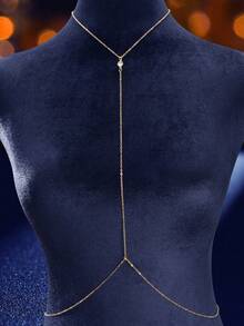 1pc Silver Long Chain Sexy Personalized Body Chain For Women Beach - Yellow Gold - View 3