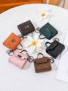 CHARM INFINITE Gantungan Kunci Tas Mini Vintage dengan Kunci Putar, Kotak Penyimpanan Earphone Kulit PU Portabel, Dompet Koin, Hiasan Tas Tangan - MultiWarna - View 3