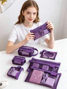 6/1pc Minimalist Transparent Mesh Coin Purse, Portable Coin Bag, Mini Zipper Coin Pouch, Travel Portable Coin Wallet, Can Store Cards, Keys, Coins, Mesh Zipper Storage Bag, Travel Portable Coin Pouch, Data Cable, Earphone, Phone Accessories, Digital Bag, Makeup Bag - Multicolor - View 2