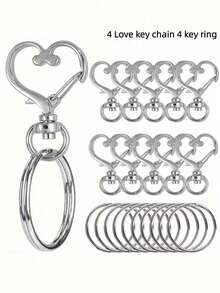 20/80pcs Heart Shaped Rotating Hooks With Key Rings - (Keychain + Key Ring) Keychain Making Accessories, Jewelry Making Accessories, DIY Handmade, Jewelry - Multicolor - View 17