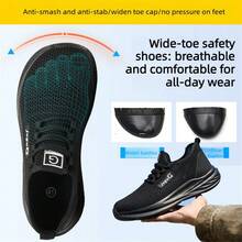 Men Work Shoes Wide Width Safety Shoes Wide Steel Toe Comfortable Lightweight Summer Breathable - Black - View 3