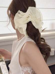 1pc Girls Lace Ruffle Scrunchie High-End Hair Tie Oversized Hair Flower Hair Accessory - Multicolor - View 11