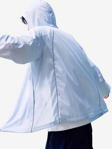 CAMEL CROWN Men's Outdoor Sun Protection Jacket, UV Protection, Water-Repellent, Cooling, Moisture-Wicking, Quick-Drying, Spring/Autumn/Summer Style. Unisex Style. - Misty Blue - View 3