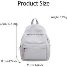 Nylon Backpack For Women/Men - Solid Colour Rucksack Bag Lightweight Casual Daypacks For Travel & Daily Use - 灰色 - 查看 3