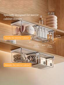 1pc Acrylic Storage Box, Acrylic Cosmetic Storage Box, Expandable Storage Box, No Drilling Required, Wall-Mounted Installation, Minimalist Bathroom Storage Cabinet, Suitable For Storing Cotton Pads, Lipsticks, Cotton Swabs, Etc. - Multicolor - View 7