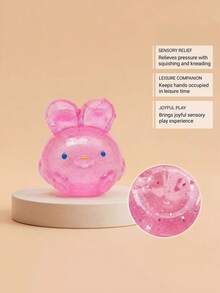 Macaron Jelly Rabbit Squishy Toy, Soft Slow Rebound Design. Stretch And Squeeze To Relieve Stress. Translucent Jelly Texture With Cute Macaron Colors. Adorable Desk Decoration, Durable. Ideal Birthday, Holiday Gift For All Ages. - Multicolor - View 10