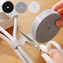 1PC Data Cable Management Cable Tie Reusable Removable Multi-Purpose Wire Organizer Data Cable Storage Tape Plant Fixation,Office Desk Accessories,Dorm Room Essentials College,Cable Management, - White - View 8