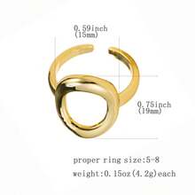 1 pieza Anillo abierto con decoración de círculo geométrico minimalista, adecuado para el uso diario de las mujeres - Plateado - Ver 2