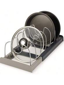 1 Set Expandable Rust-Proof Stainless Steel Kitchen Storage Rack, Universal Pot Lid Bowl Drainer Tray, Suitable For Countertop Cabinet Under Sink, Freely Adjustable To Save Kitchen Utensil Storage Space, Kitchen Accessories, Halloween - Multicolor - View 2