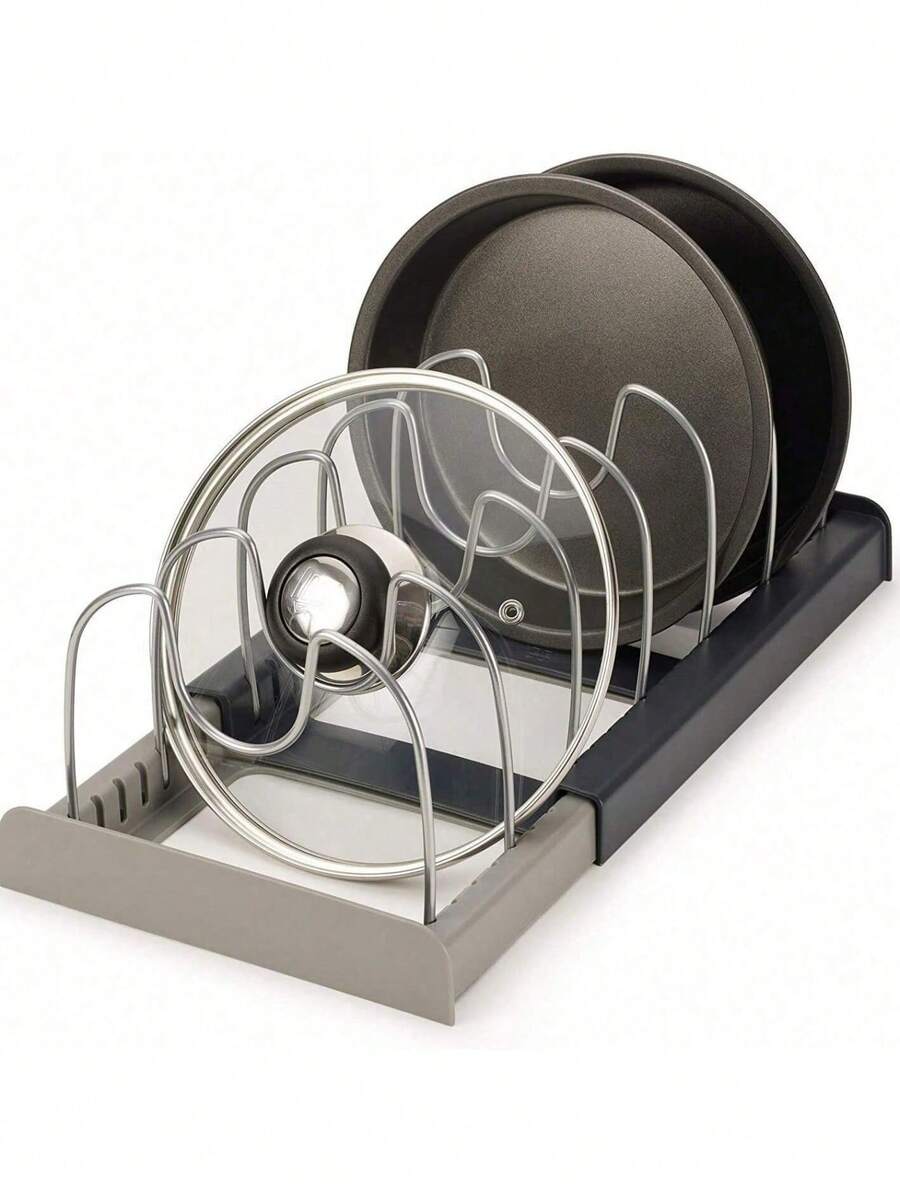 1 Set Expandable Rust-Proof Stainless Steel Kitchen Storage Rack, Universal Pot Lid Bowl Drainer Tray, Suitable For Countertop Cabinet Under Sink, Freely Adjustable To Save Kitchen Utensil Storage Space, Kitchen Accessories, Halloween