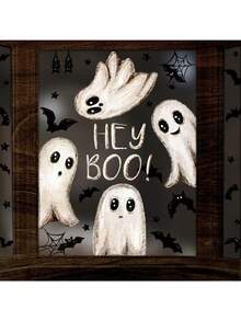 Halloween Ghost & Bat Window Stickers, PVC Static Cling Window Decals, Cute Ghost Decorative Stickers, Halloween Holiday Stickers, Home Decor Stickers - Multicolor - View 6