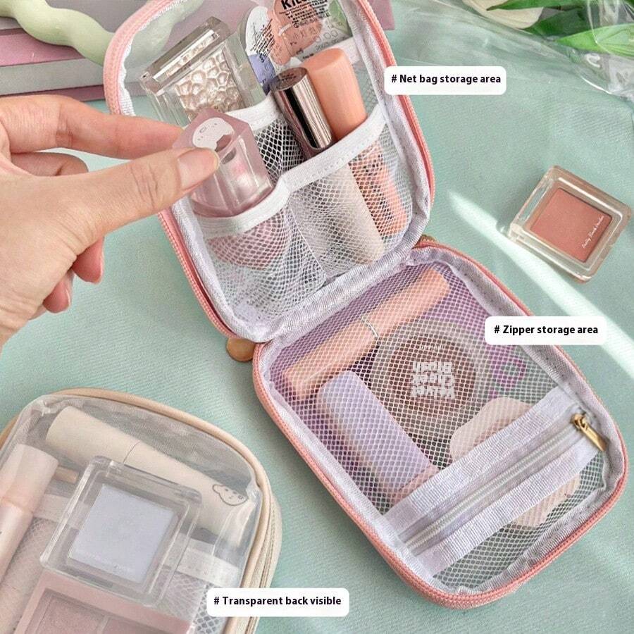 1pc Mini Makeup Bag, Simple Compact PVC Cosmetic Storage Bag, Skincare Toiletry Bag, Multi-Function Wallet, Jewelry Box, Women's Short Clutch, Lipstick Cosmetic Organizer Bag, Inner Small Bag, Waterproof Storage Bag, Portable Travel Bag, Card Wallet, Multi-Function Wallet, Women's Short Wallet, Coin Purse, Card Holder - Hello Package - View 1