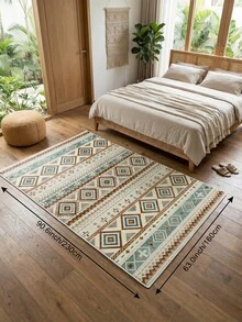 1 pieza Alfombra geométrica bohemia para sala de estar, adecuada para cocina, comedor, dormitorio, decoración de vacaciones, interior/exterior, oficina, vestíbulo, felpudo antideslizante, alfombra de baño, pasillo, área de estudio y juegos - Multicolor - Ver 7