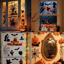8/4 tấm dán kính Halloween, nhãn dán kính lâu đài Halloween tái sử dụng có thể tháo rời, decal trang trí tủ lạnh, phù hợp trang trí kính cửa sổ Halloween, dùng cho scrapbook, trang trí nhà cửa, phù thủy, lâu đài, bí ngô, dơi, nhện - Nhiều màu - Xem 8
