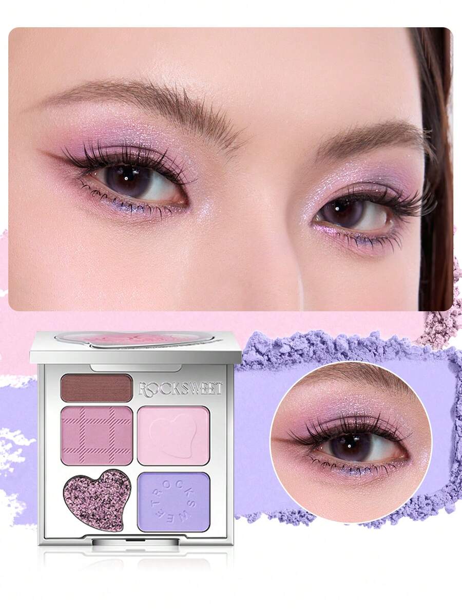 ROCK SWEET 5-Color Eyebrow Palette - Eyebrow Pencil, Eyebrow Powder, Neutral Eyeshadow, Matte Contour Highlighter, Sweat-Proof (Perfect Gift)