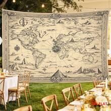 1 pieza Pancarta de Mapa del Mundo Vintage, Material de Poliéster, Adecuada para Boda, Fiesta de Aventura, Fiesta de Cóctel Vintage, Pared de Estudio, Decoración Interior/Exterior, Decoración del Hogar, Jardín, Decoración del Patio y Tema General - A - Ver 7