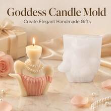 Cubulo Elegant Pearl Lady Bust Candle Silicone Mold, Vintage Off Shoulder Female Torso Figurine Epoxy Resin Casting Mould, DIY Body Shaped Candle Making Mold For Christmas Wedding Home Table Decor, Halloween & Valentines Handmade Craft Ornament Supply - Mold - WJ0113 - View 8