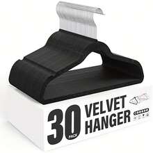 10/20/50 Pack Premium Velvet Hangers, Non-Slip Clothes Hangers With Swivel Metal Hooks, Space Saving Closet Organizer For Shirts, Dresses, Pants, Black - View 6