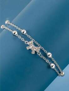 1 Piece Sterling Silver Bracelet With Exquisite Bow And Luxurious Double-Layer Bow Knot Design Bracelet - Double-layer Bow Bracelet - View 3