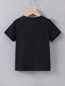 Camiseta de manga corta de verano para niños con estampado de 'SISTERS' - Negro - Ver 2