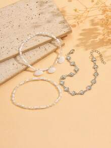 Fashionable Versatile Pearl & Bead Anklet For Women, Beach Ocean Style, Shell Pendant Anklet For Women - Multicolor - View 3