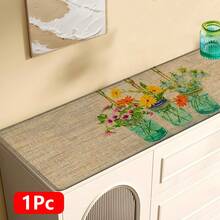 1 pieza, Decoración del hogar, Estampado de patrón floral, Alfombra de lino para cocina, Tapete de cocina, Tapete de piso, Tapete de baño, Tapete de puerta, Impresión 3D rectangular, Adecuado para sala de estar, dormitorio, pasillo, baño, lavandería - Alfombra de poliéster, Adecuado para decoración del hogar interior y exterior - Multicolor - Ver 15