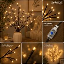 1.5m 72 LED Vine Branch Lights, Flexible Bendable Branch Design, USB Powered, Indoor Decoration For Bedroom, Living Room, Cafe, Wall Decor, Holiday Atmosphere Setup For Valentine's Day, Christmas, Wedding, Engagement Ceremony, And Unique Vase Decor - A Tree Vine Lamp - View 9