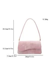 Fashionable Denim Texture Solid Color Asymmetrical Flap Retro Minimalist Elegant Shoulder Bag - Pink - View 8