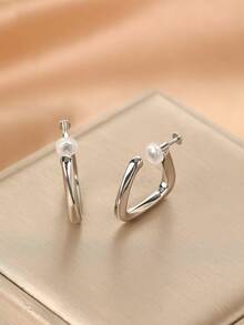 1 Pair Fashionable New Asymmetrical Geometric Copper Ear Clips For Women, No Piercing Required, Adjustable Tightness, Suitable For Daily Wear - Ear Clip - View 9