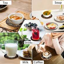 1 Set Coffee Cup Design Wooden Non-Slip Coasters, Home Kitchen Decor Accessories, Cute And Affordable Small Items, Outdoor Garden Supplies, Suitable For Various Holiday Parties, Wedding Accessories, Thanksgiving, Back To School Decoration Gifts - Multicolor B - View 3