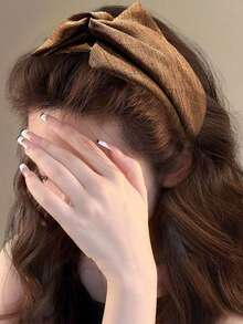 1 buah Bando Silang Warna Polos Vintage, Gaya Maillard, Mahkota Tinggi Satin, Aksesori Rambut Lebar Serbaguna - MultiWarna - View 12